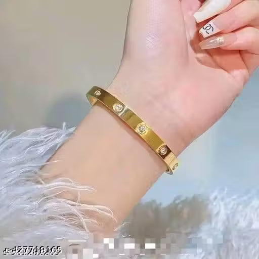 High Quality Stainless Steel Cubic Zirconia Crystal Stone Gold Bracelet For Wome