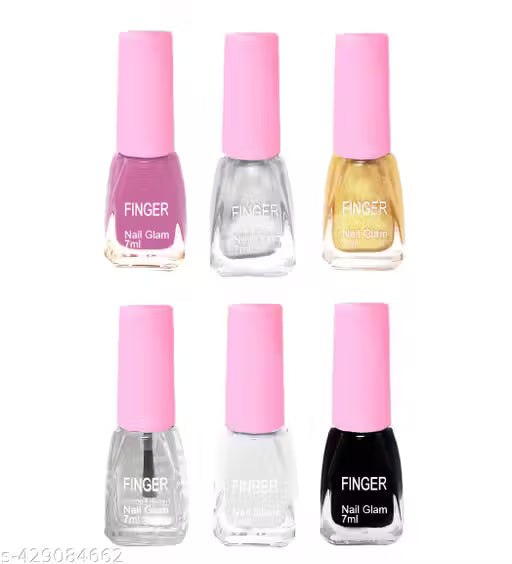 Finger nail polish 6 pcs combo (4 Matte and 2 metallic)