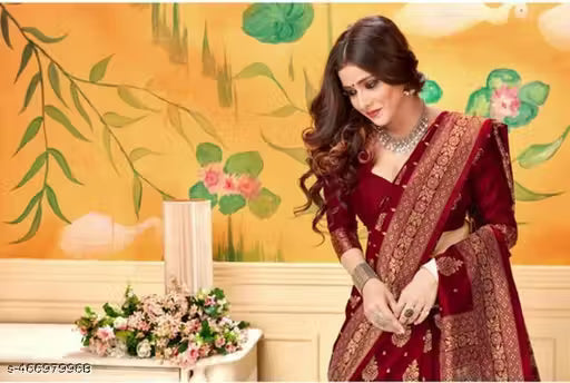 Trendy Banarasi Silk Saree with Unstitched Blouse