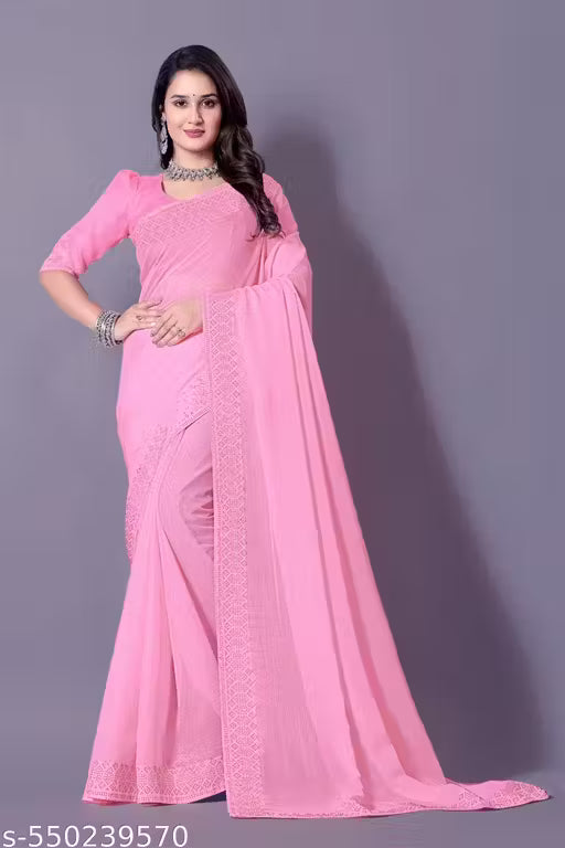 Best Festival Georgette Saree with Hotfix Stones