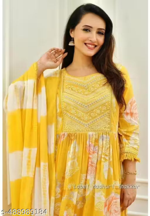 Rayon Embroidered Kurti with Pant and Dupatta Set