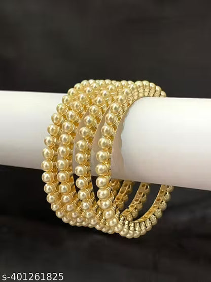 PEARLS WORK 4PCS GOLD PLATED BANGLES SETS