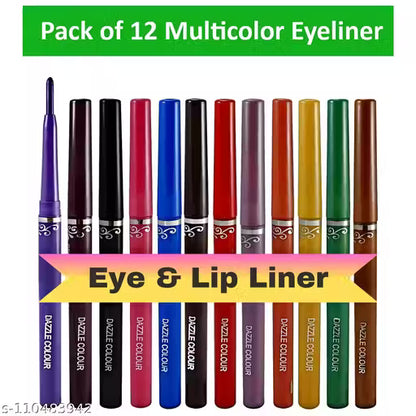 Zqugi The Premiers Waterproof Multi Color Eye & Lip Liner Long-lasting (Pack of 12)