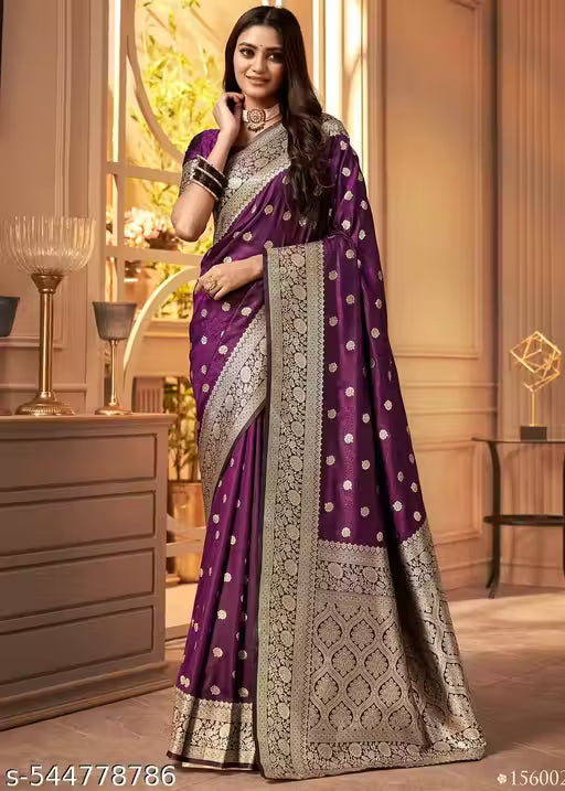 Pink Kanjivaram Banarasi Silk Saree for Women