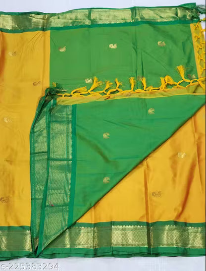 Paithani Cotton silk saree peacock butti latest Paithani saree