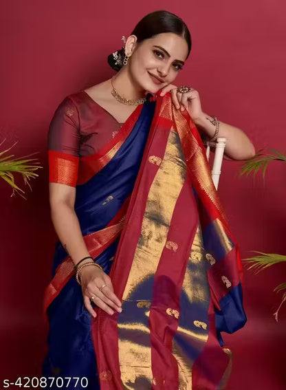 Traditional Design Paithani Sico Silk Saree with running blouse piece