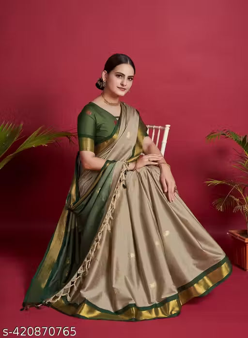 Traditional Design Paithani Sico Silk Saree with running blouse piece