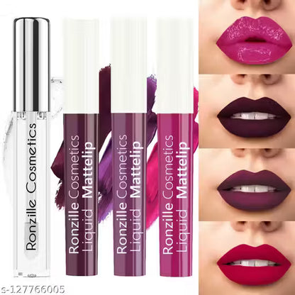 RONZILLE Matte liquid lipstick Non Transfer plus Lip gloss Purple Edition Pack of 4