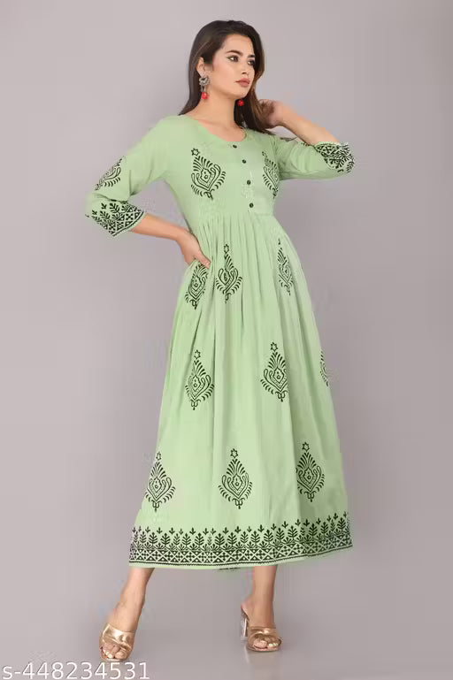 New Printed hand block kurti round nack and ethnic wear