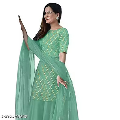 WOMEN'S PRINTED DAILY WEAR KURTA WITH SARARA SET