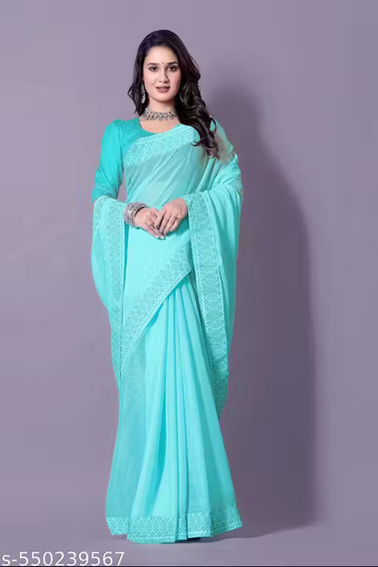 Premium Festival Georgette Saree with Hotfix Stones